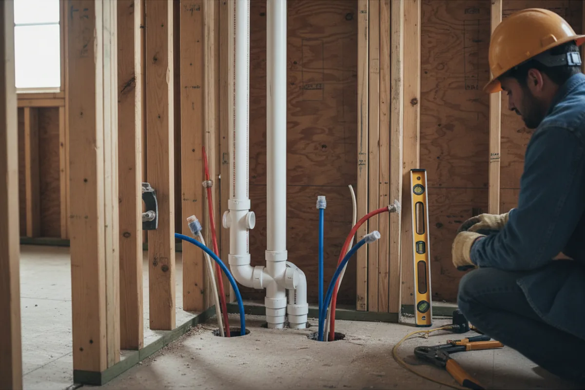 Drain and supply rough-in during Drain Cleaning in Albion